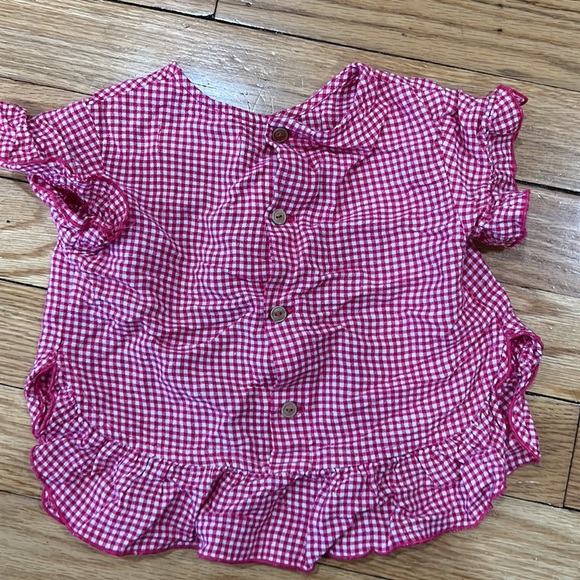 Zara red and white blouse with 4 buttons on back. 9/12M - Picture 2 of 3